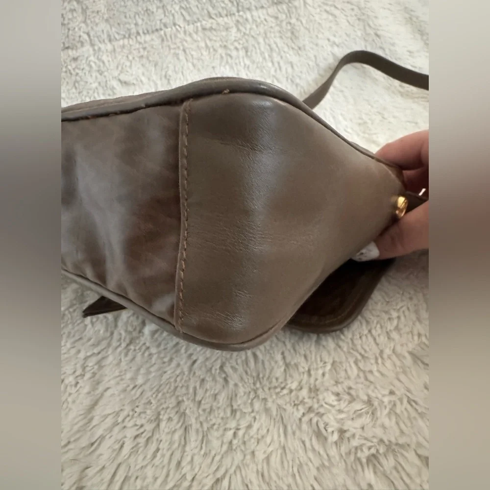 Mario Valentino Vintage Italian Monogram Crossbody Bag Brown Leather Trim - EUC